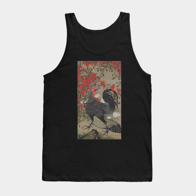 Jyakuchu Ito: Nandina and Rooster Tank Top by topower